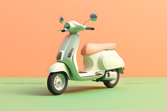 Modern classic scooter in pastel color background
