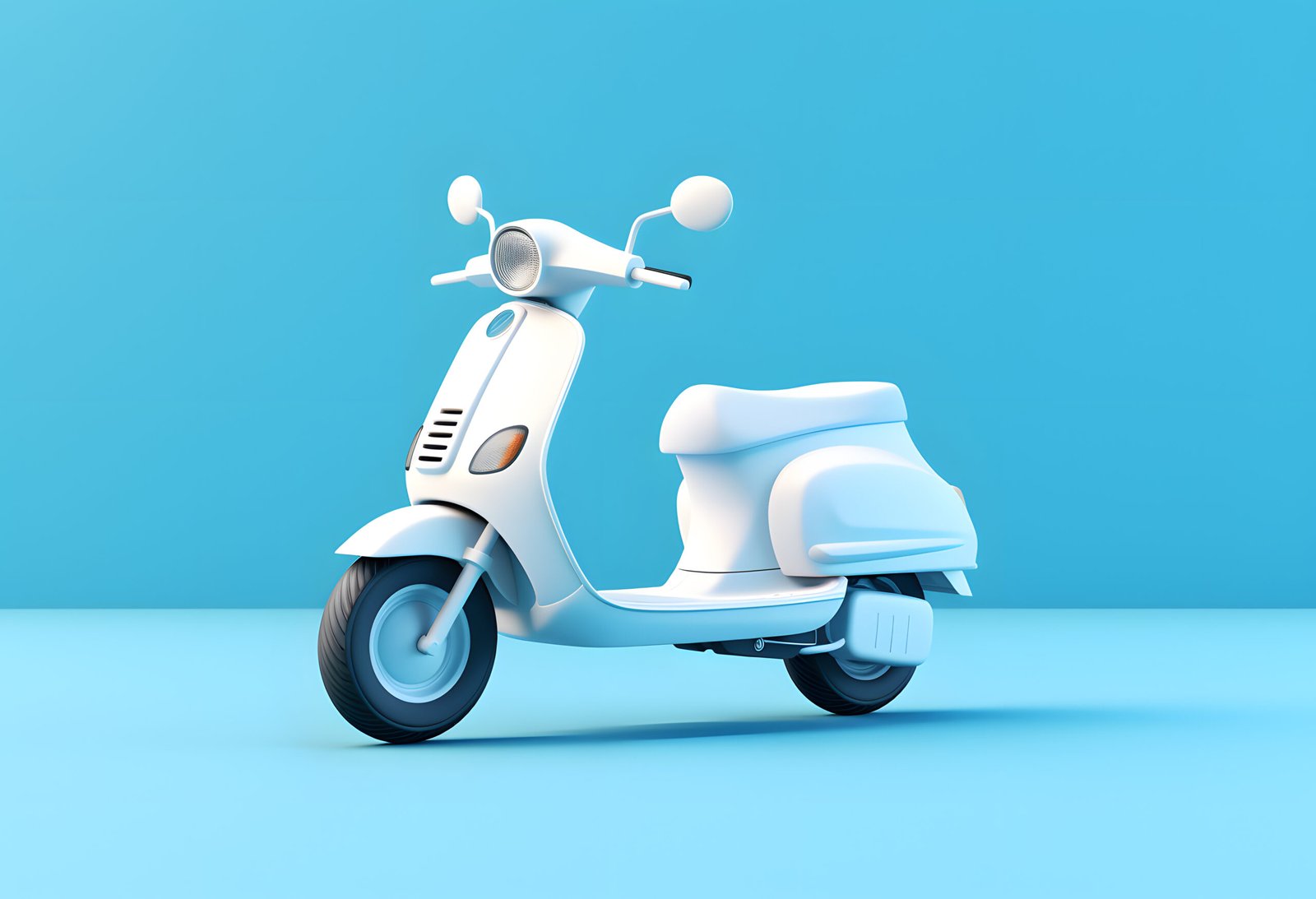 White scooter on a blue background